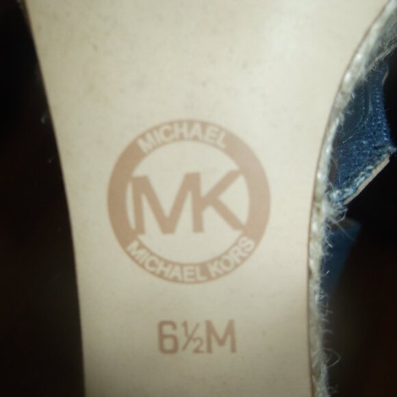 Michael Kors Blue Jean Wedge Sandals Size 6 1/2 - Picture 8 of 10